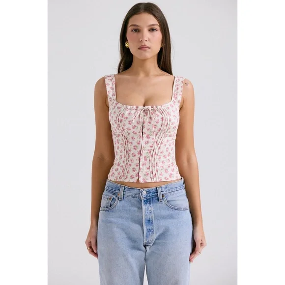 NEW House of CB Chicca Rosebud Print Top Medium - Picture 8 of 15